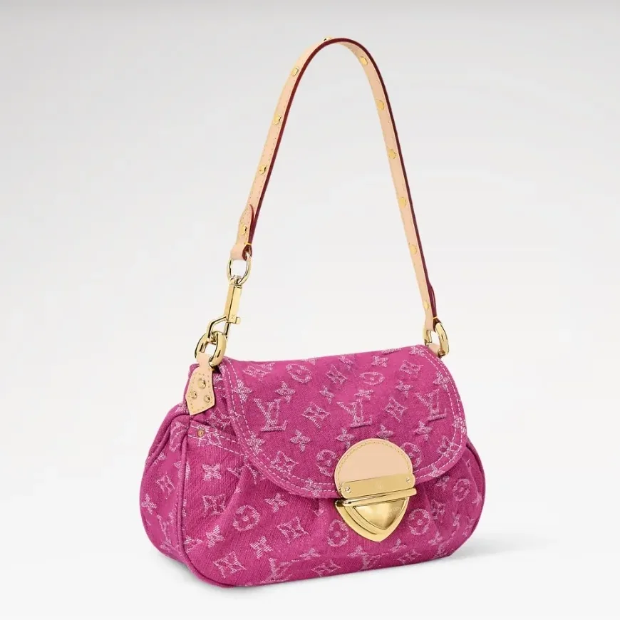 Louis Vuitton Sunset Shoulder Bag in Fuchsia Denim Gold Hardware
