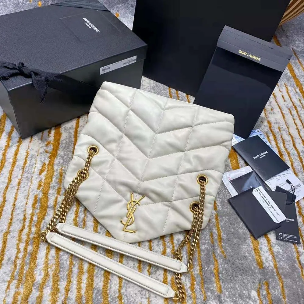 Saint Laurent YSL Loulou Puffer Small Bag in Quilted Lambskin for Women in White
