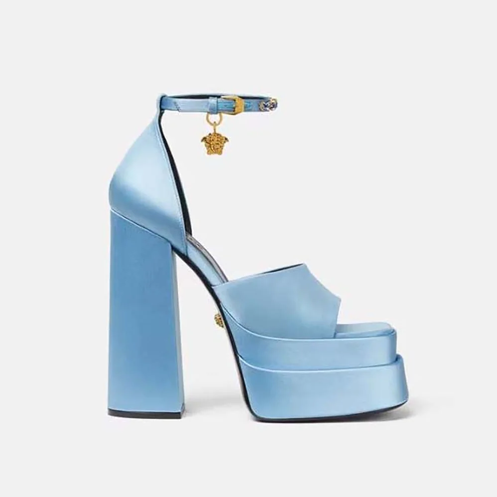 Versace Medusa Aevitas Platform Sandals for Women in Blue