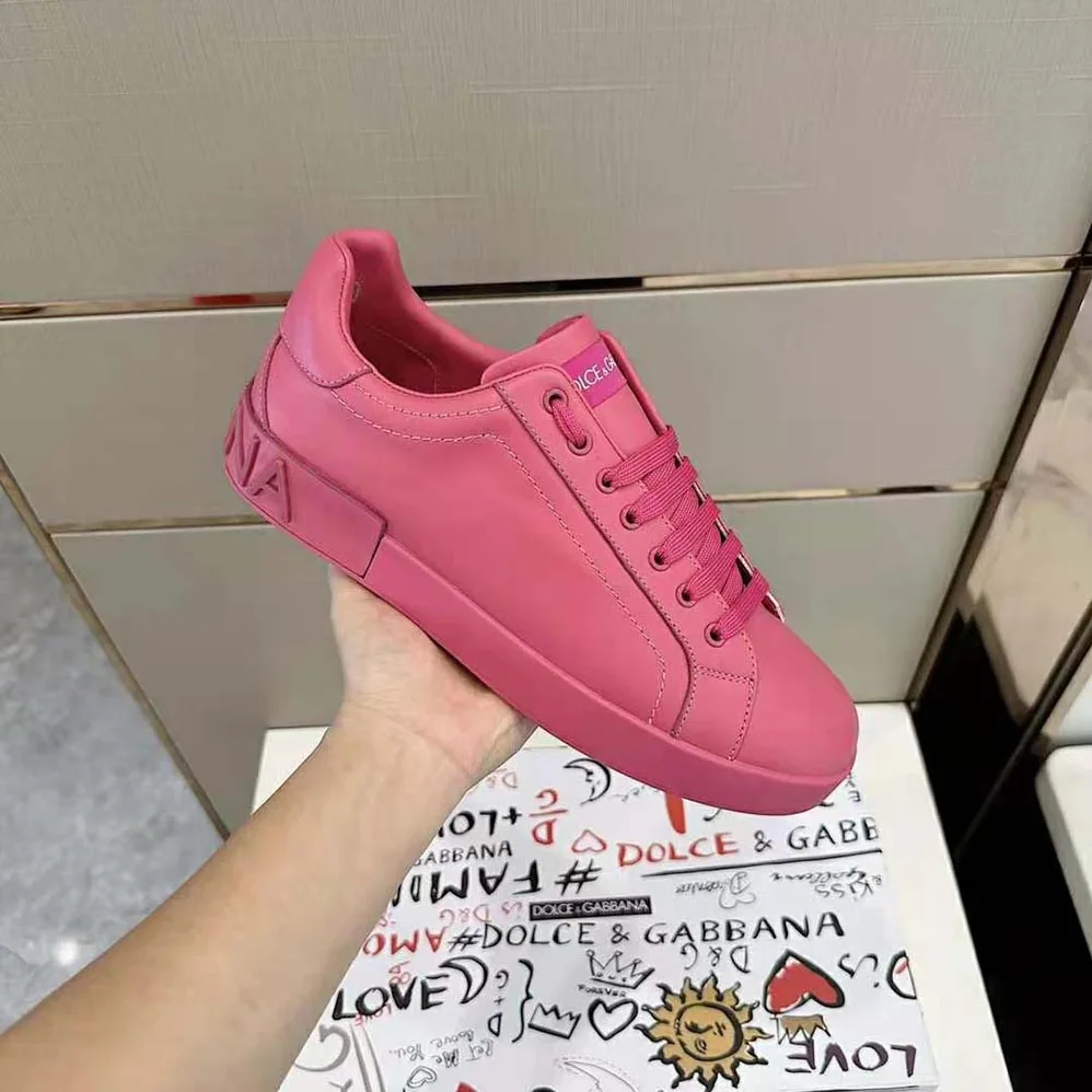 Dolce Gabbana D&G Calfskin Portofino Sneakers for Women in Rose Dolce Gabbana D&G Calfskin Portofino Sneakers for Women in Rose