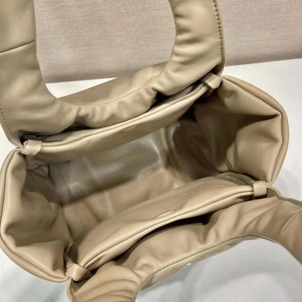 Prada Medium Padded Prada Soft Nappa Leather Bag for Women in Beige