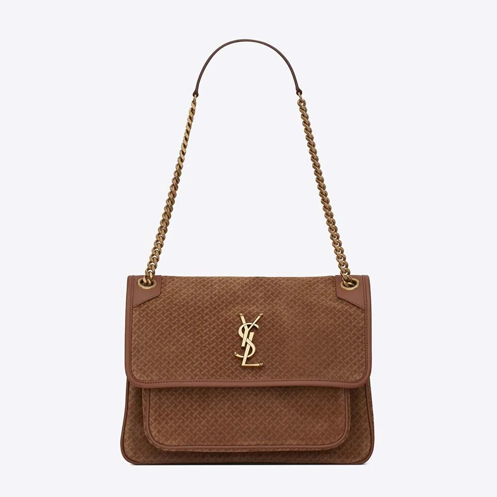Saint Laurent YSL Niki Medium in Crinkled Vintage Suede for Women Saint Laurent YSL Niki Medium in Crinkled Vintage Suede for Women