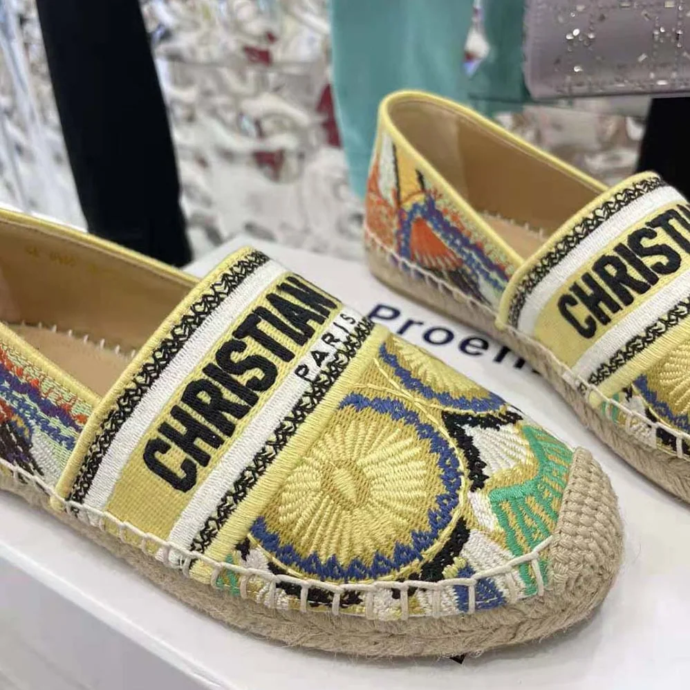 Dior Granville Espadrille Turquoise Dior In Lights Embroidered Cotton for Women Dior Granville Espadrille Turquoise Dior In Lights Embroidered Cotton for Women
