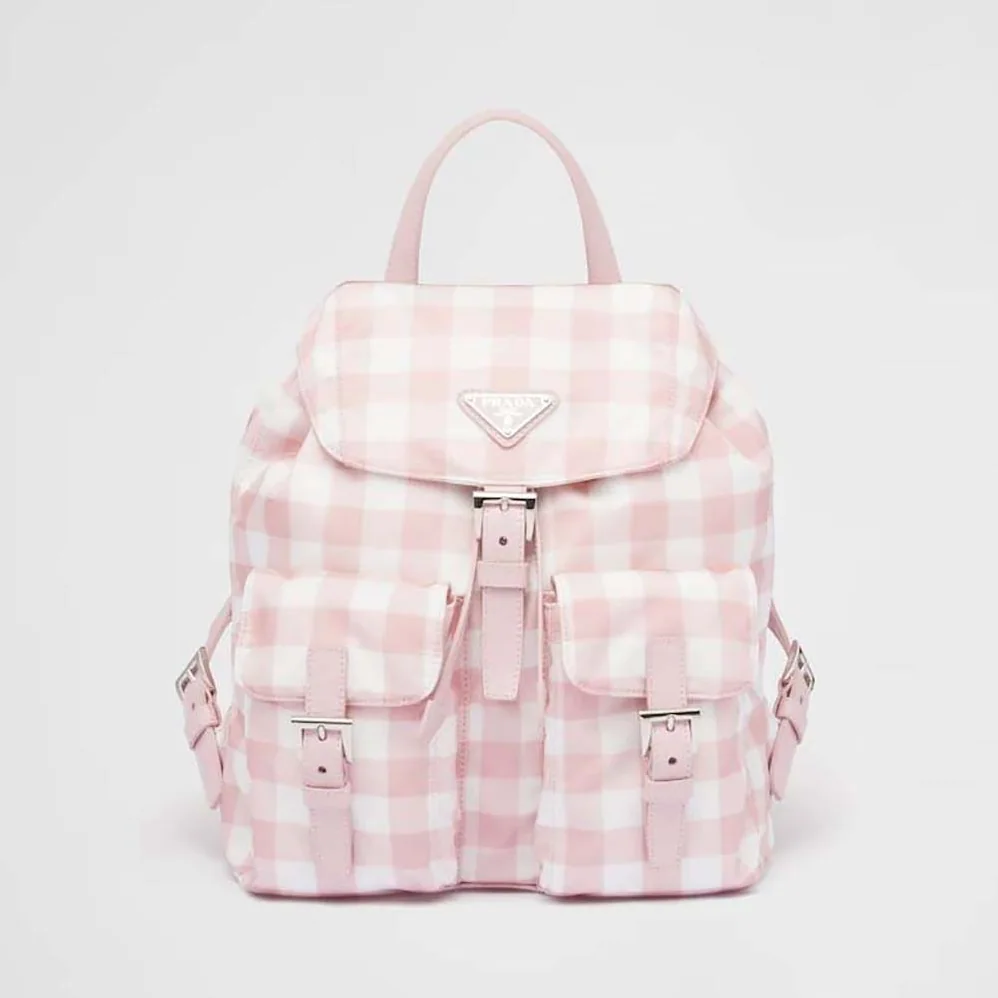 Prada Small Printed Re-Nylon Backpack for Women in Pink