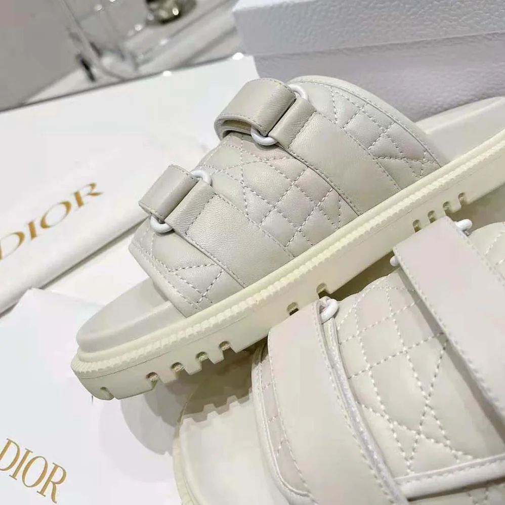 Dior Dio(r)evolution Slide White Quilted Cannage Calfskin for Women