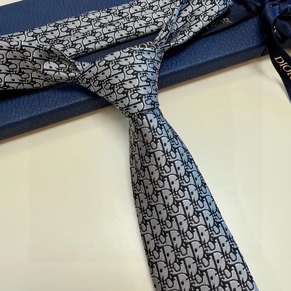 Dior Oblique Tie Gray Silk for Men