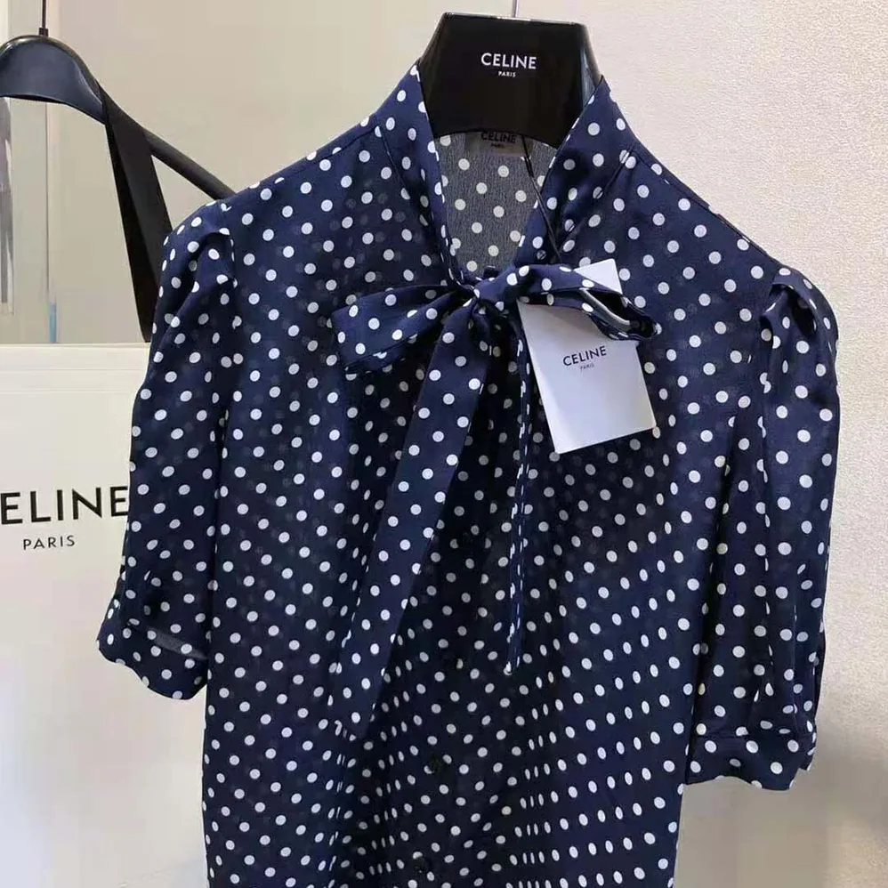 Celine Blouse with Bow in Crepe DE Chine for Women