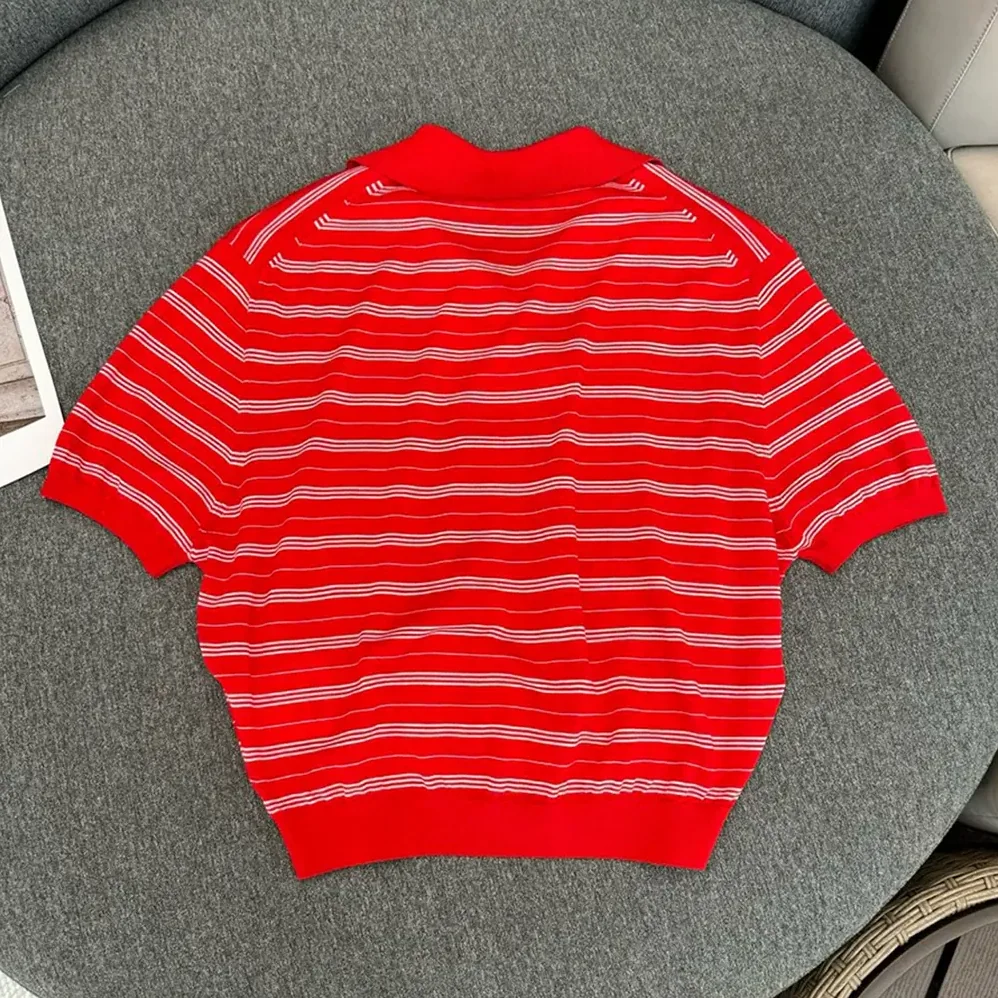 Miu Miu Cotton Knit Polo Shirt MML949_140V_F0011_S_OOO for Women