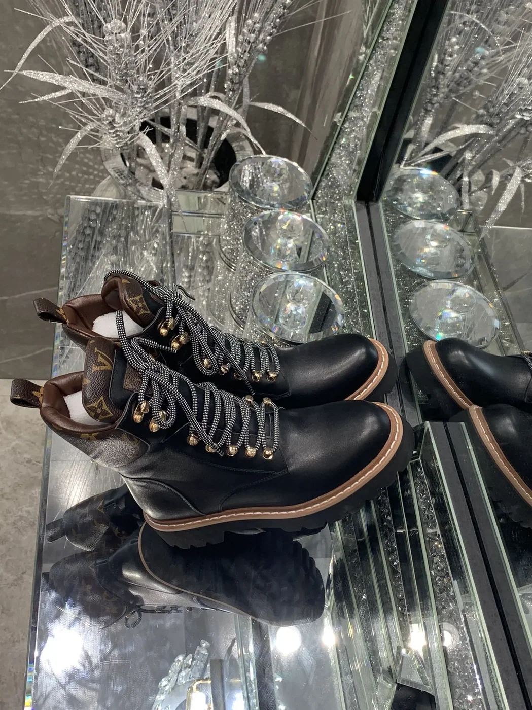 Louis Vuitton Territory Flat Military Boots Black LV 1A958N