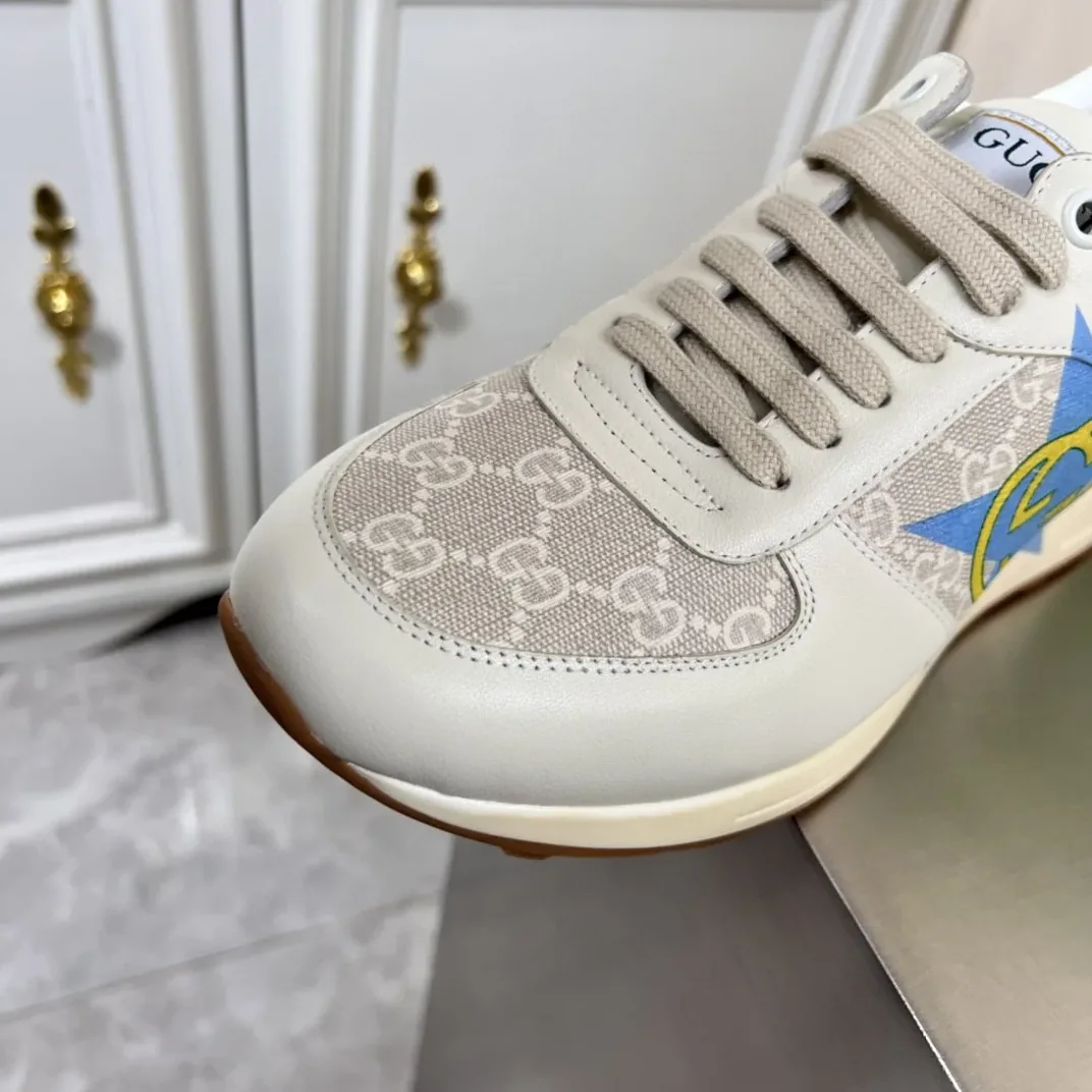 Gucci GG Star Print Sneaker Light Blue Gray GG Shoes for Men Gucci GG Star Print Sneaker Light Blue Gray GG Shoes for Men