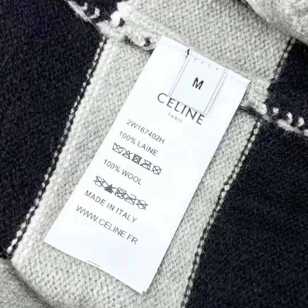 Celine Triomphe Crew Neck Sweater in Striped Wool for Women Celine Triomphe Crew Neck Sweater in Striped Wool for Women