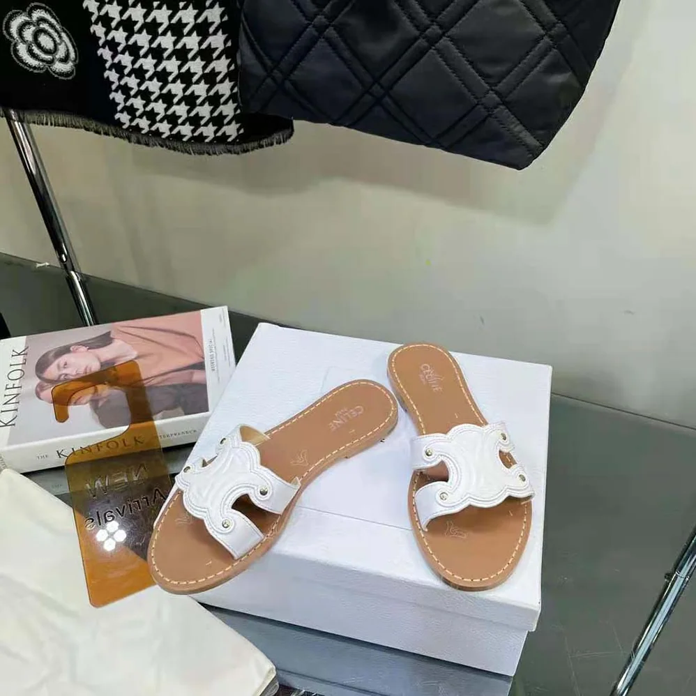 Celine Triomphe Mule in Calfskin for Women in White