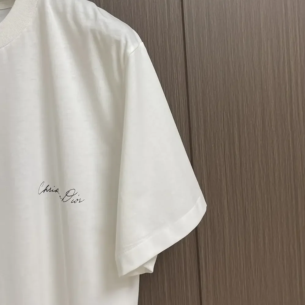 Dior Handwritten Christian Dior T-Shirt Relaxed Fit White Cotton Jersey for Women Dior Handwritten Christian Dior T-Shirt Relaxed Fit White Cotton Jersey for Women