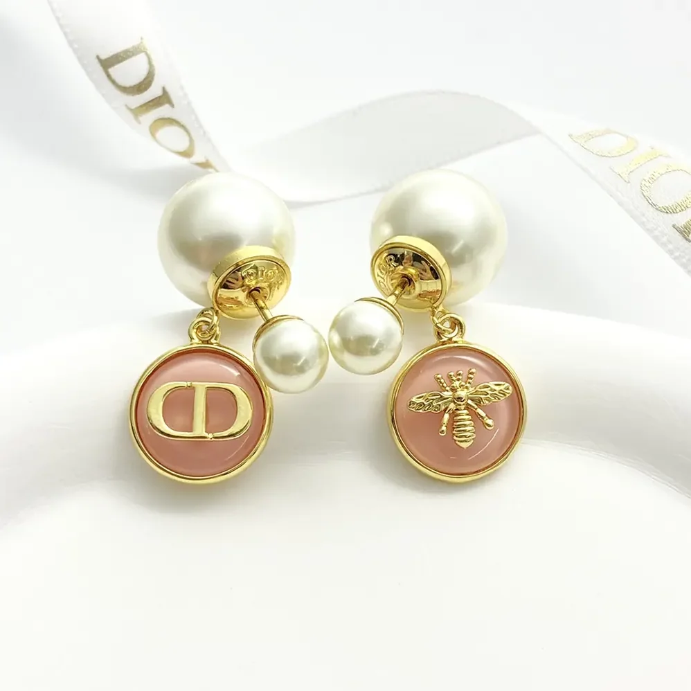 Dior Tribales Earrings Gold-Finish Metal with Hydrangea Pink Transparent Resin for Women Dior Tribales Earrings Gold-Finish Metal with Hydrangea Pink Transparent Resin for Women