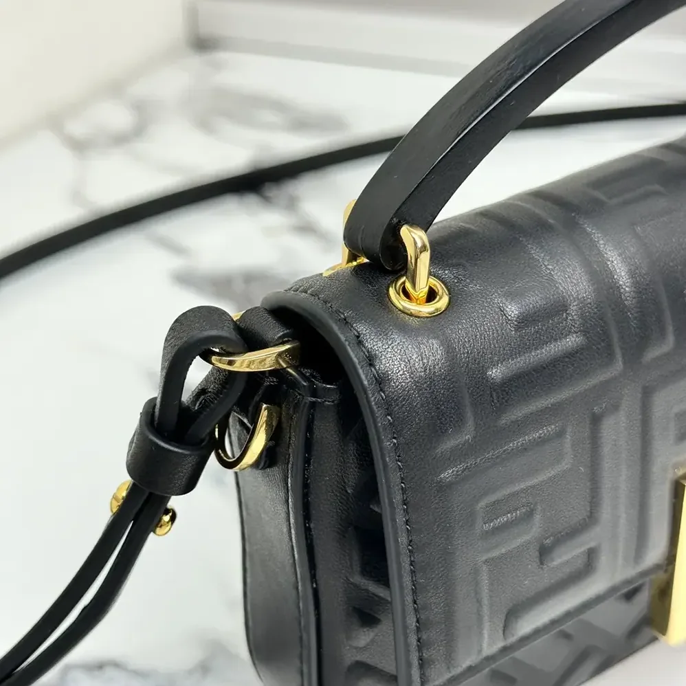 Fendi Baguette Phone Pouch Black Nappa Leather Pouch for Women Fendi Baguette Phone Pouch Black Nappa Leather Pouch for Women