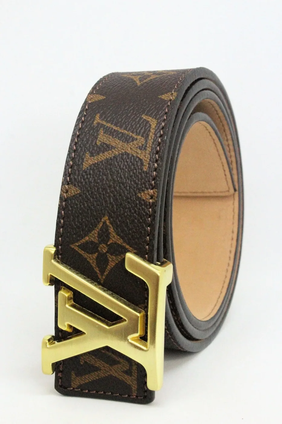 Brown Monogram style Leather Belt Amazing