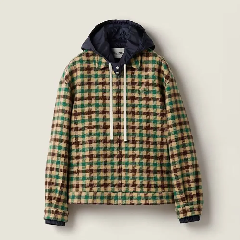 Miu Miu Gingham Check And Technical Fabric Jacket for Women