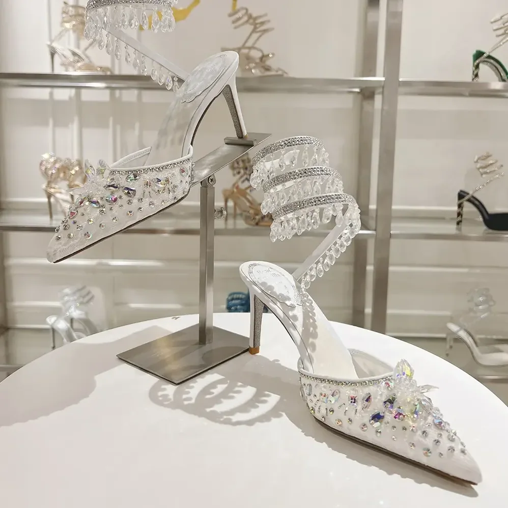 Rene Caovilla Chandelier White Pump 80 for Women Rene Caovilla Chandelier White Pump 80 for Women
