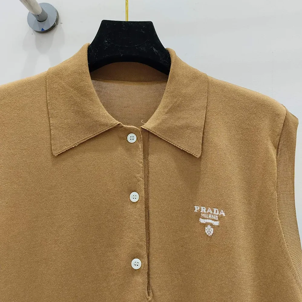 Prada Sleeveless Silk Polo Shirt for Women