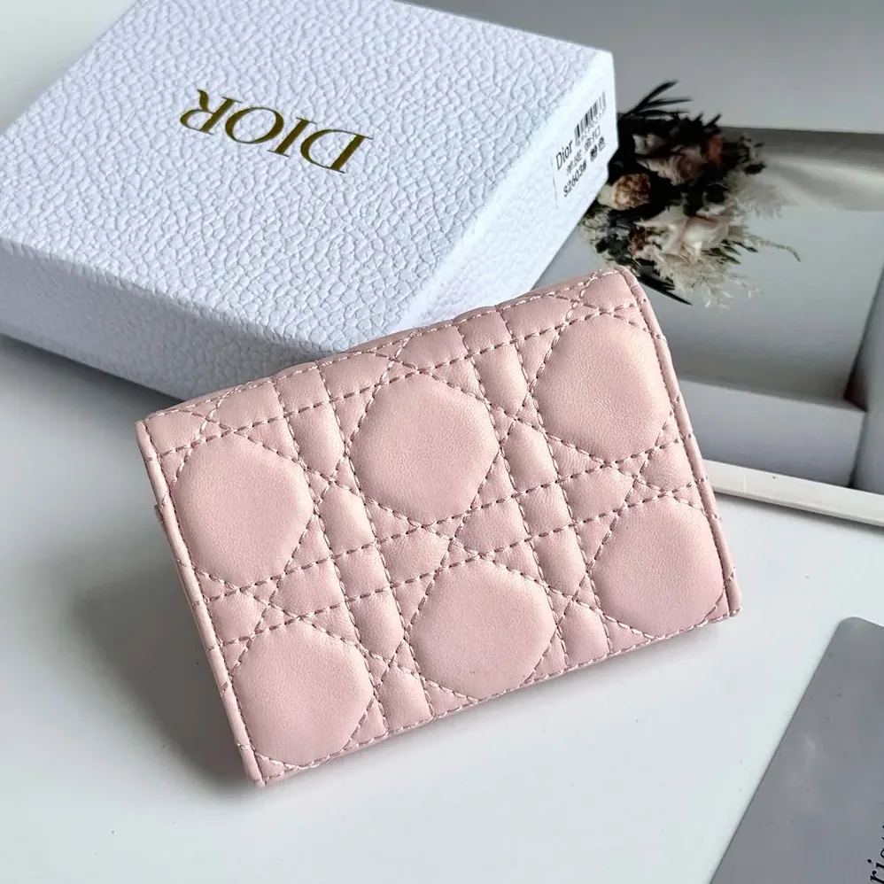 Dior Lady Dior Glycine Wallet Rose Tendre Cannage Lambskin for Women Dior Lady Dior Glycine Wallet Rose Tendre Cannage Lambskin for Women