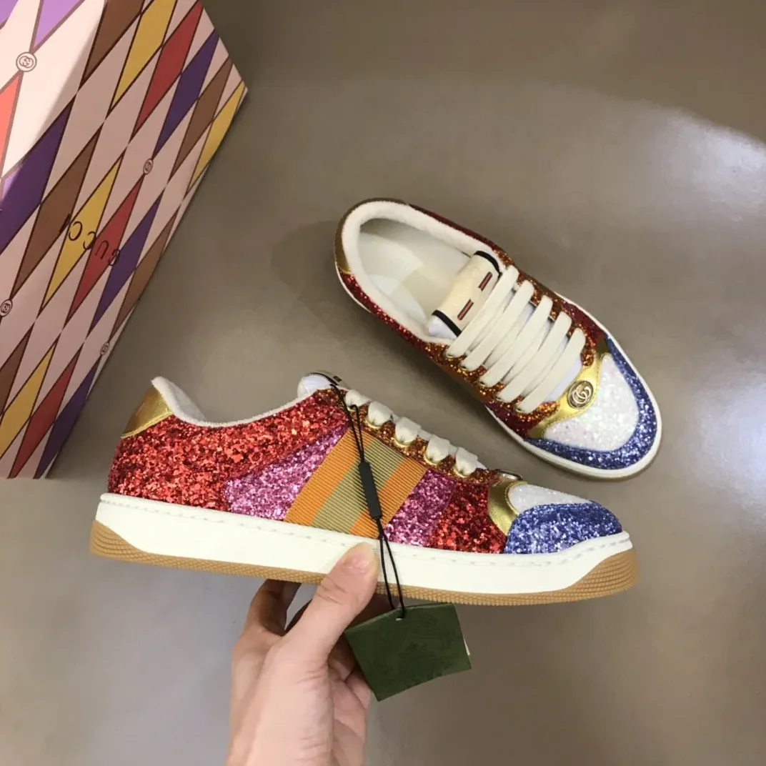 Gucci Lovelight Screener Sneaker Glitter Red GG Shoes