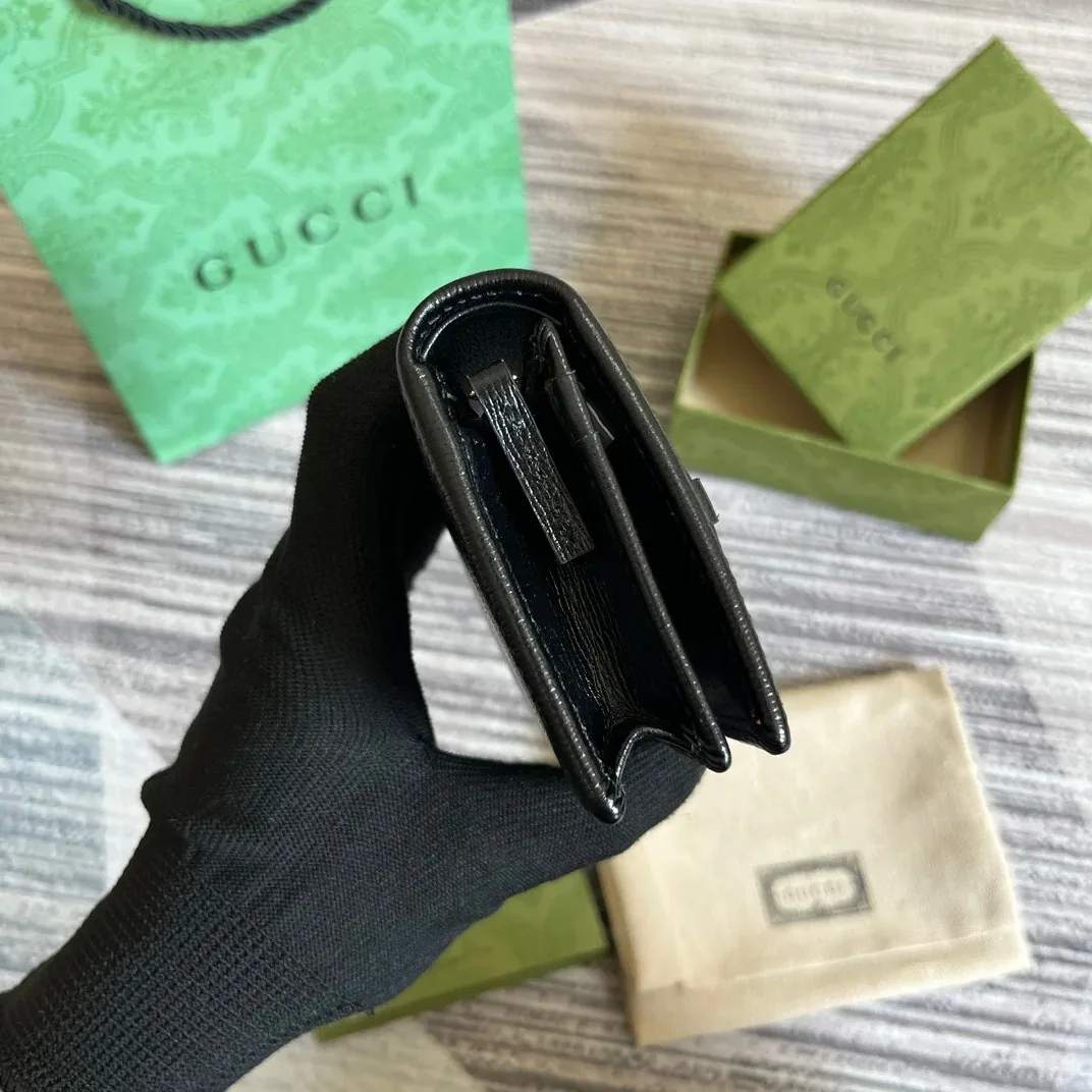 Gucci GG Horsebit 1955 Card Case Wallet Black 1AAJ8 1000 / Gucci GG Horsebit 1955 Card Case Wallet Black 1AAJ8 1000 /
