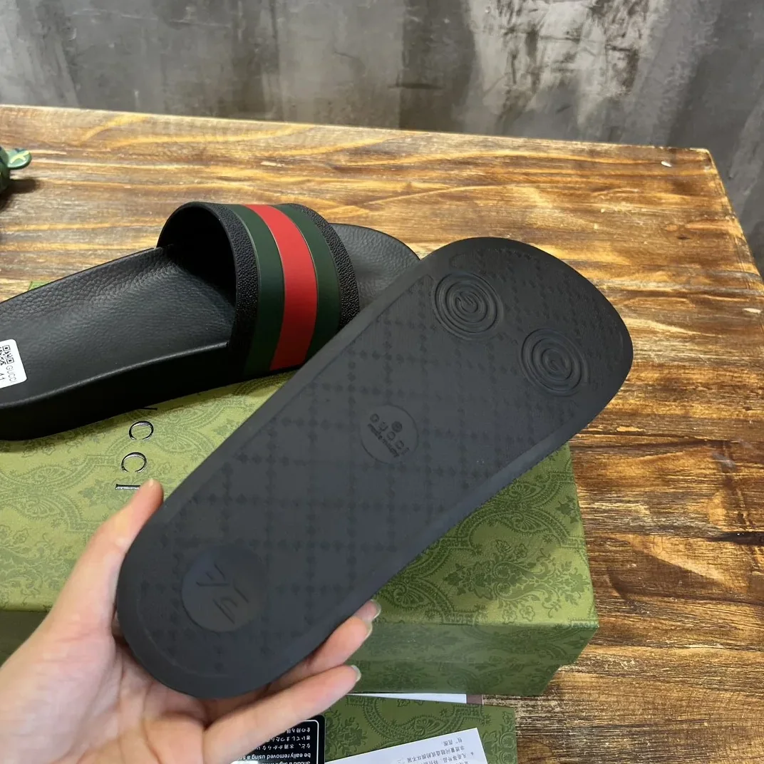 Gucci Web Rubber Slide Sandal Black Gucci Web Rubber Slide Sandal Black