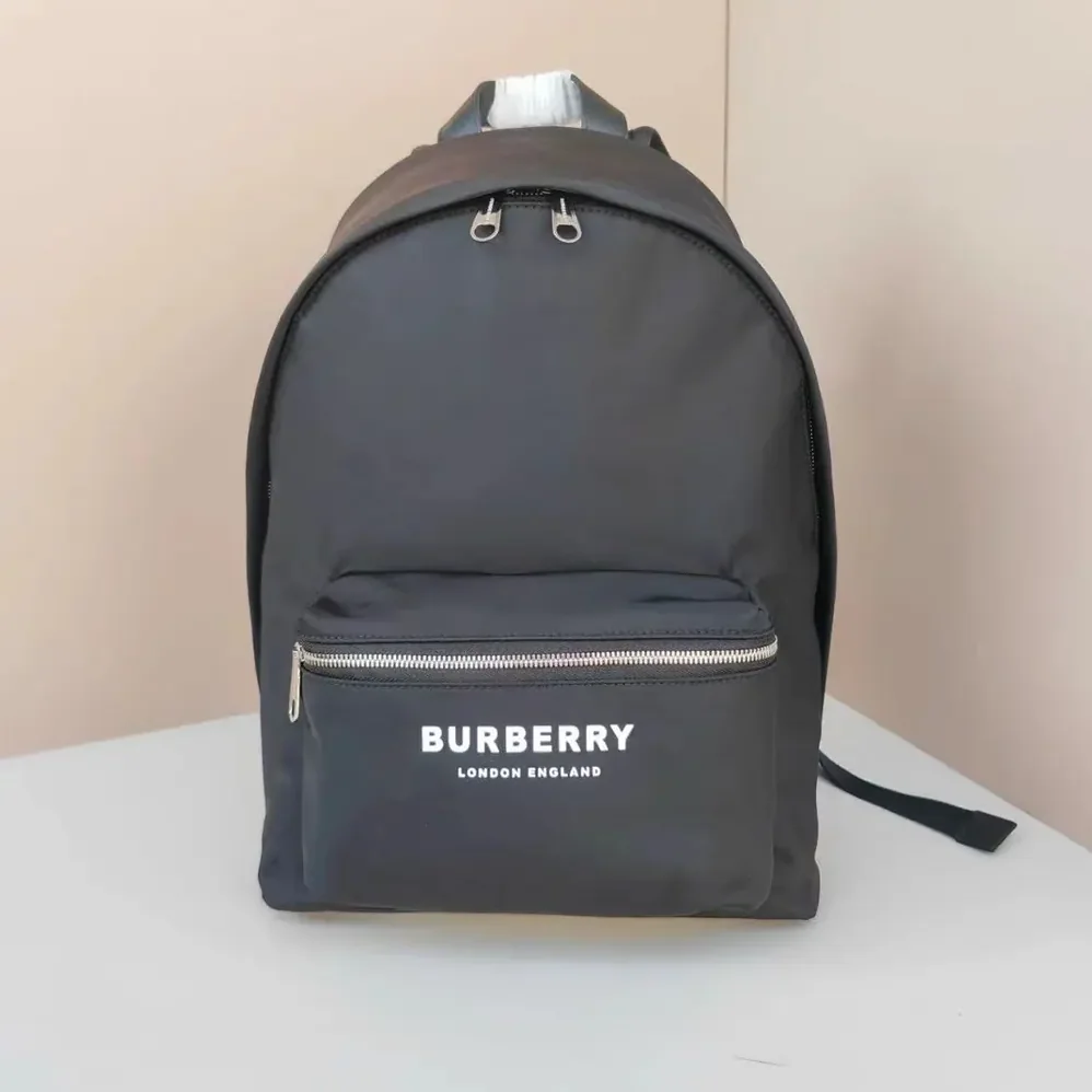 Burberry Logo Print ECONYL Backpack for Men in Black
