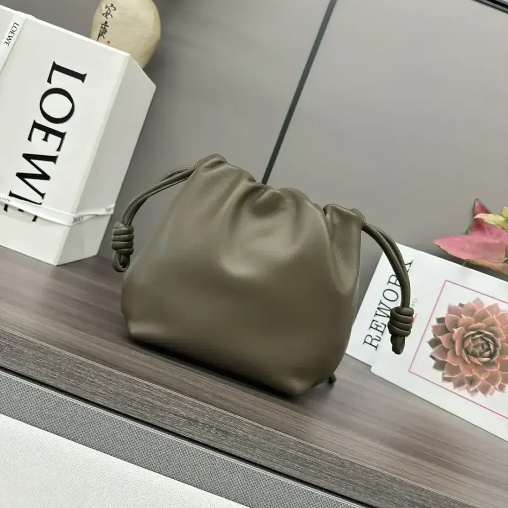 Loewe Mini Flamenco Purse Bag in Mellow Nappa Lambskin for Unisex in Dark Khaki Green Loewe Mini Flamenco Purse Bag in Mellow Nappa Lambskin for Unisex in Dark Khaki Green