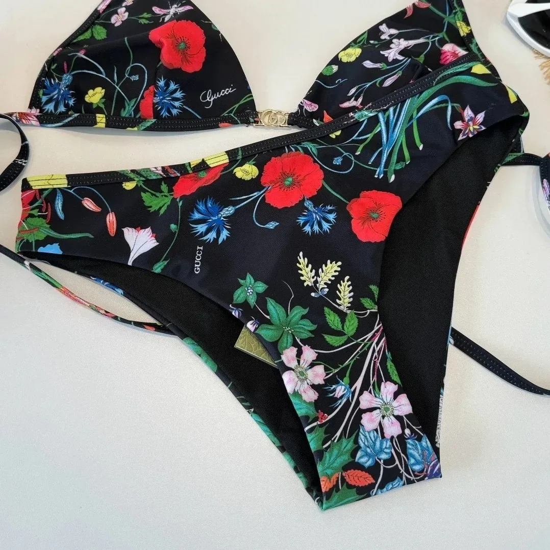 Gucci Flora Print Triangle Bikini Multicolor Gucci Flora Print Triangle Bikini Multicolor
