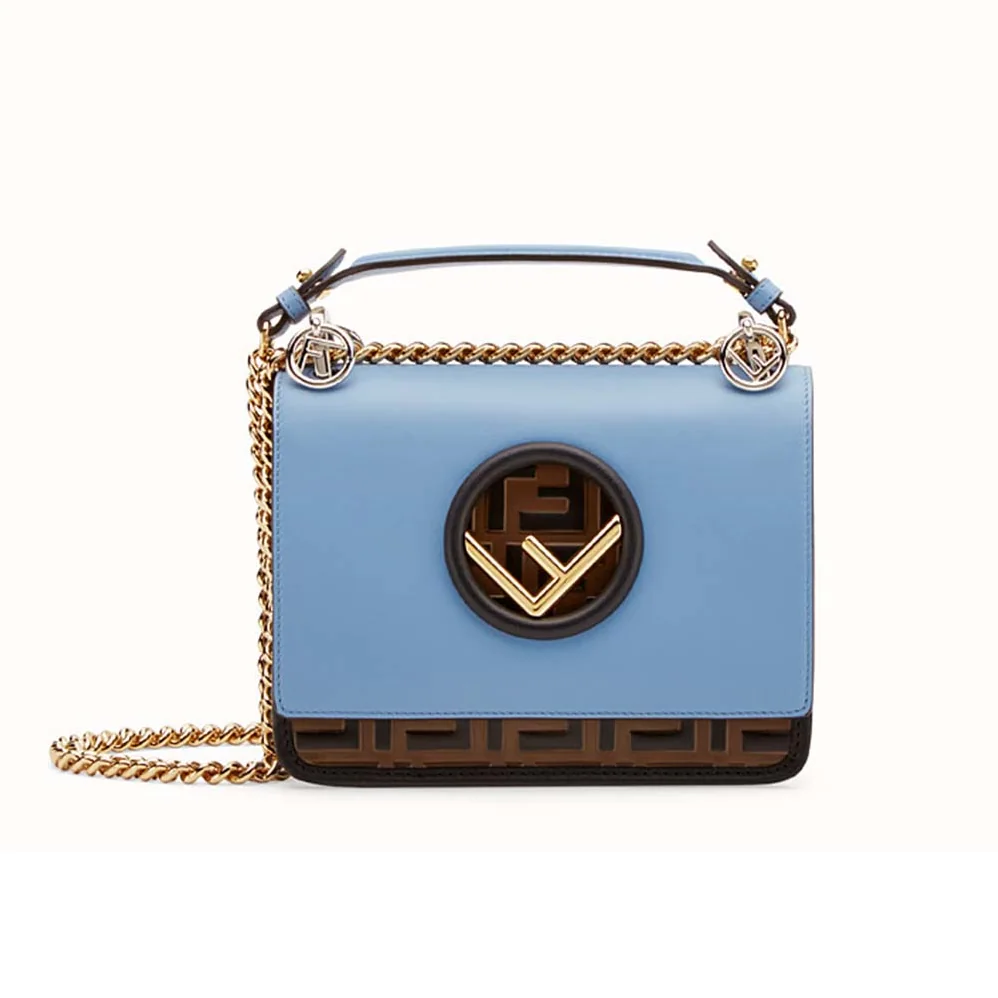 Fendi Kan I F Small Pale Blue Leather Mini Bag for Women