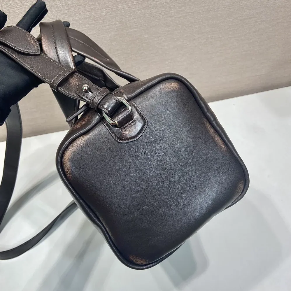Prada Small Nappa Leather Duffle Bag for Unisex in Dark Brown