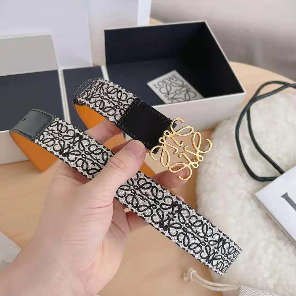 Loewe Anagram Belt in Jacquard and Calfskin Black for Women