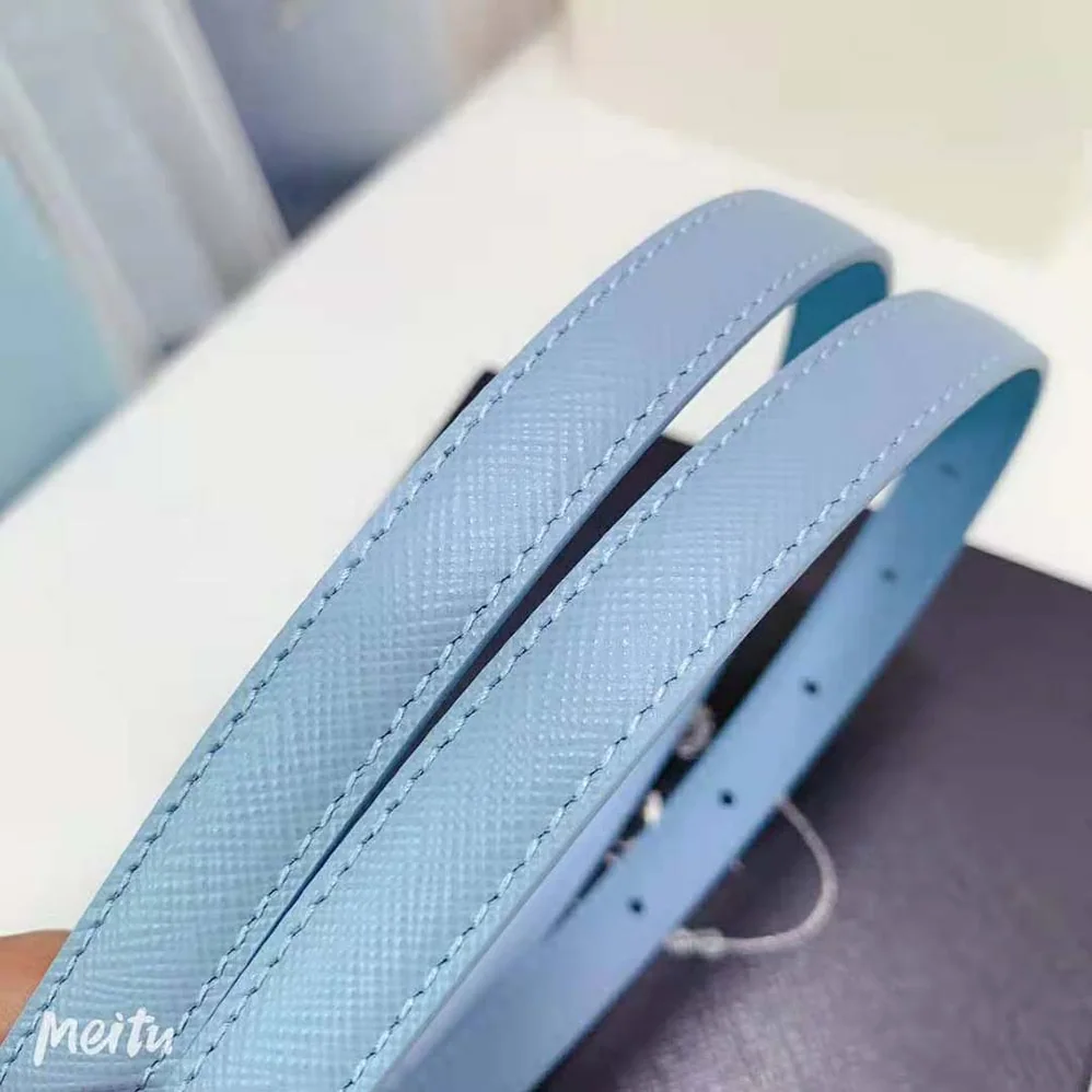 Prada Saffiano Leather Belt for Women in Blue