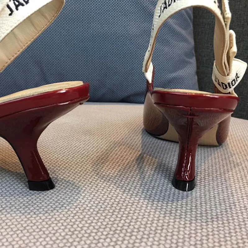 Dior Sling-Back Patent Leather J'Adior Ribbon 6.5cm Shoes for Women in Red