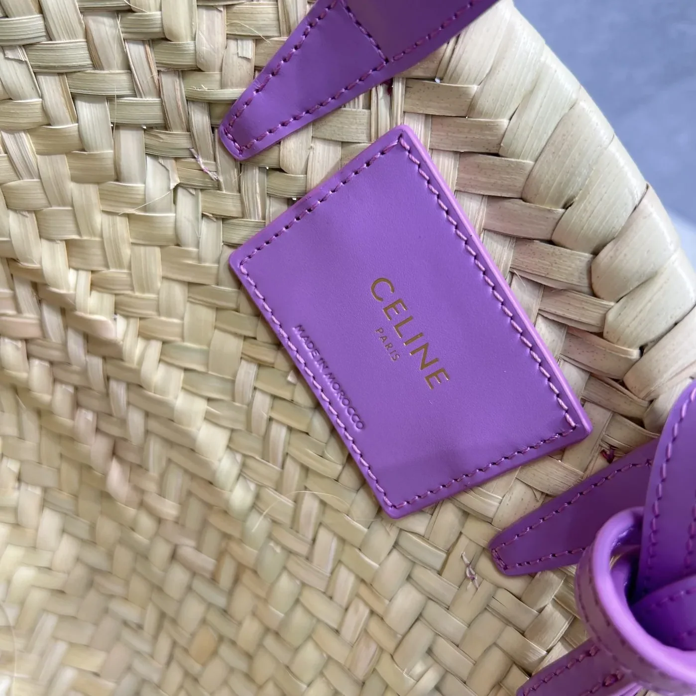 Celine Teen Triomphe Celine Classic Panier In Palm Leaves And Lizard Violet / Celine Teen Triomphe Celine Classic Panier In Palm Leaves And Lizard Violet /