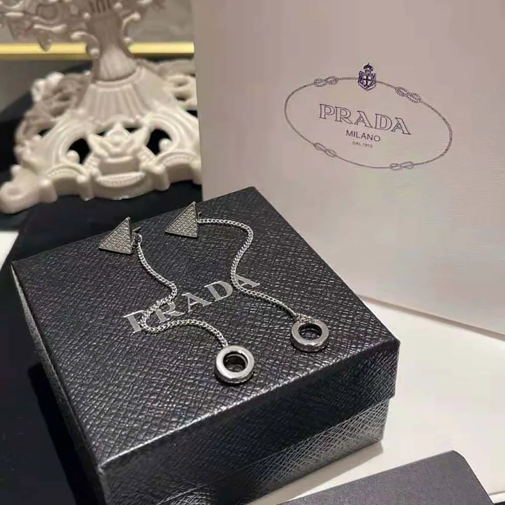Prada Crystal Logo Jewels AirPods Pendant Earrings for Women Prada Crystal Logo Jewels AirPods Pendant Earrings for Women