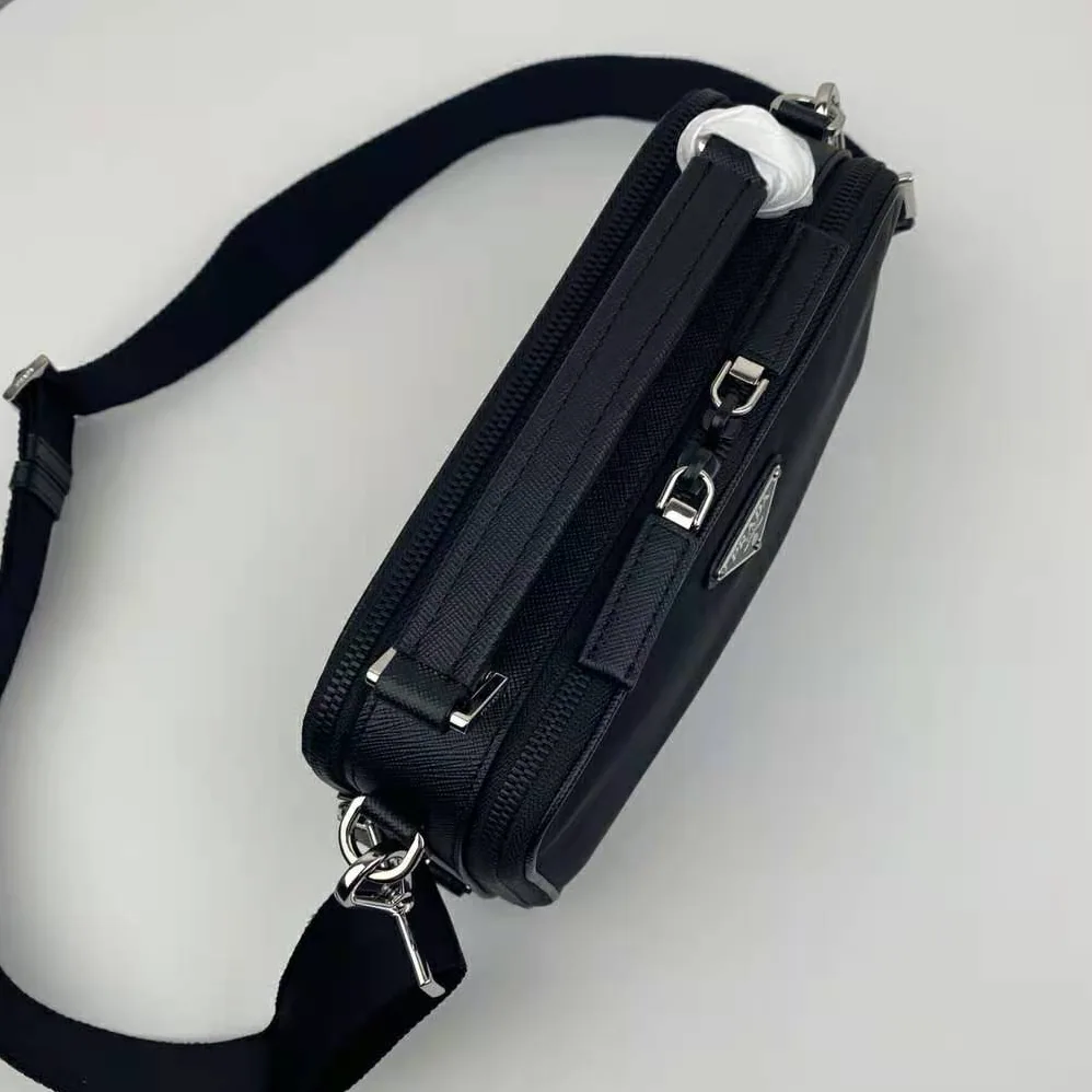 Prada Brique Saffiano Leather Cross-Body Bag for Men in Black