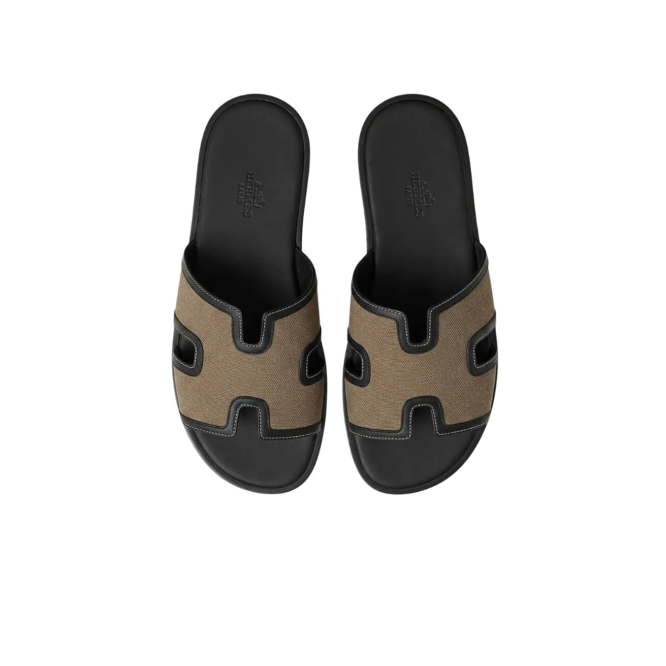 Hermes Izmir Sandals Black in Beige
