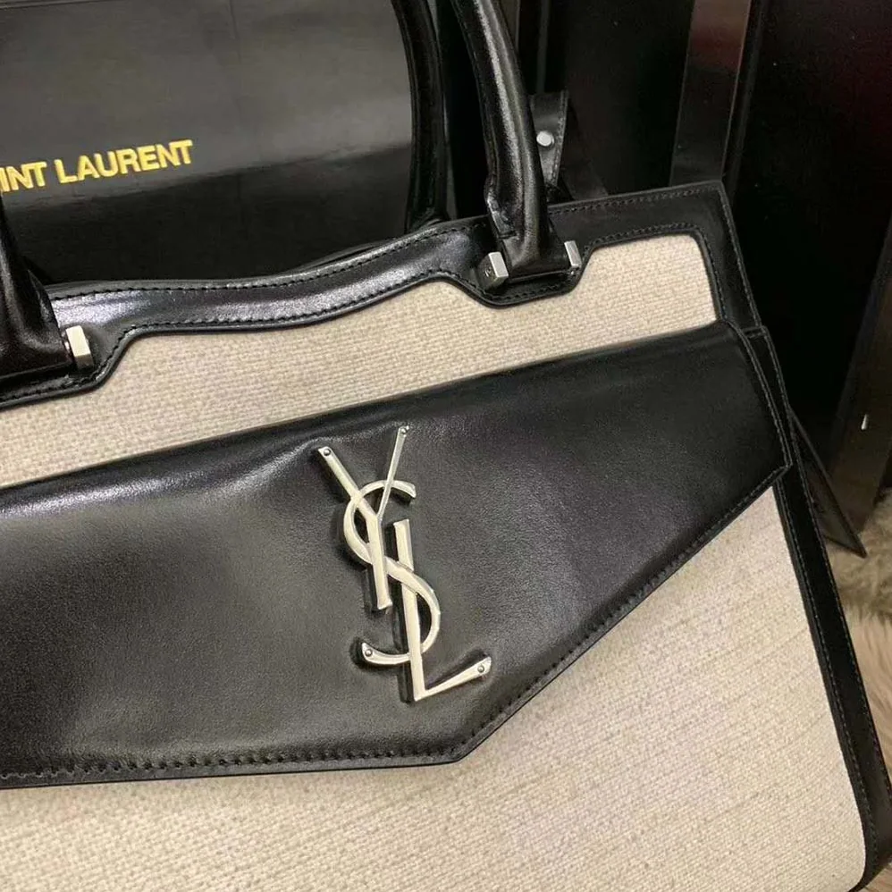Saint Laurent YSL Uptown Large Tote in Linen Canvas for Women Saint Laurent YSL Uptown Large Tote in Linen Canvas for Women