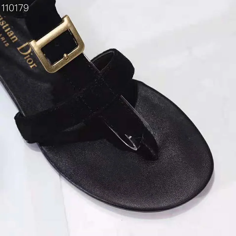 Dior Double-D Sandal in Suede Calfskin for Women in Black Dior Double-D Sandal in Suede Calfskin for Women in Black