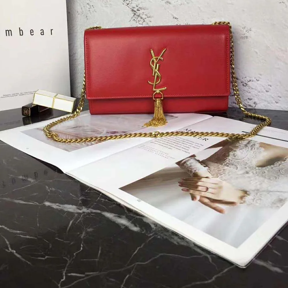 Saint Laurent YSL Kate Medium Tassel Smooth Red Leather for Women